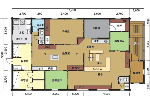 間取図 ダブテイルログハウス 動物病院